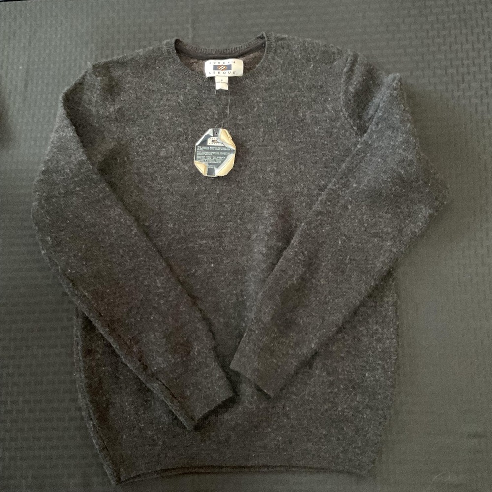 Joseph Abboud Sweater Mens Small Gray Merino Wool Crew Neck Pullover Knit Warm